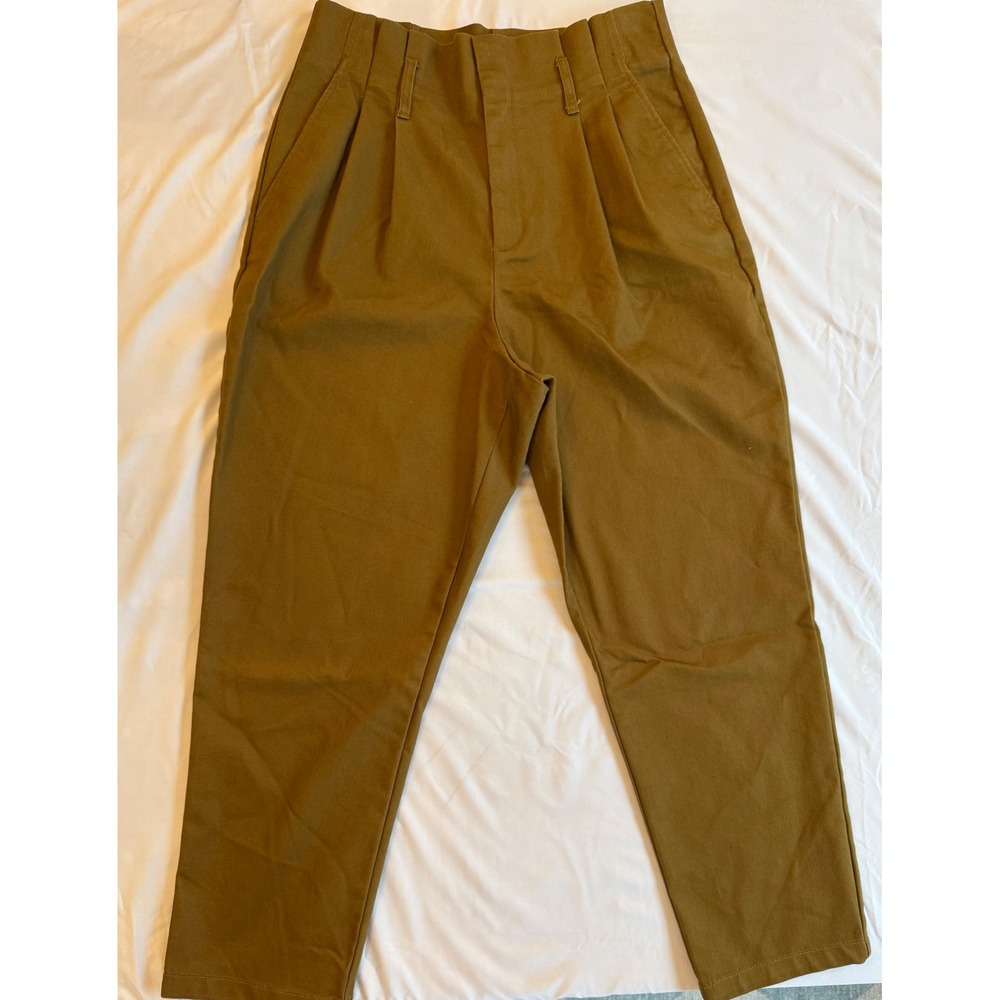 A New Day Pleated Trousers 12 Brown High Rise Tapered Workwear Pants